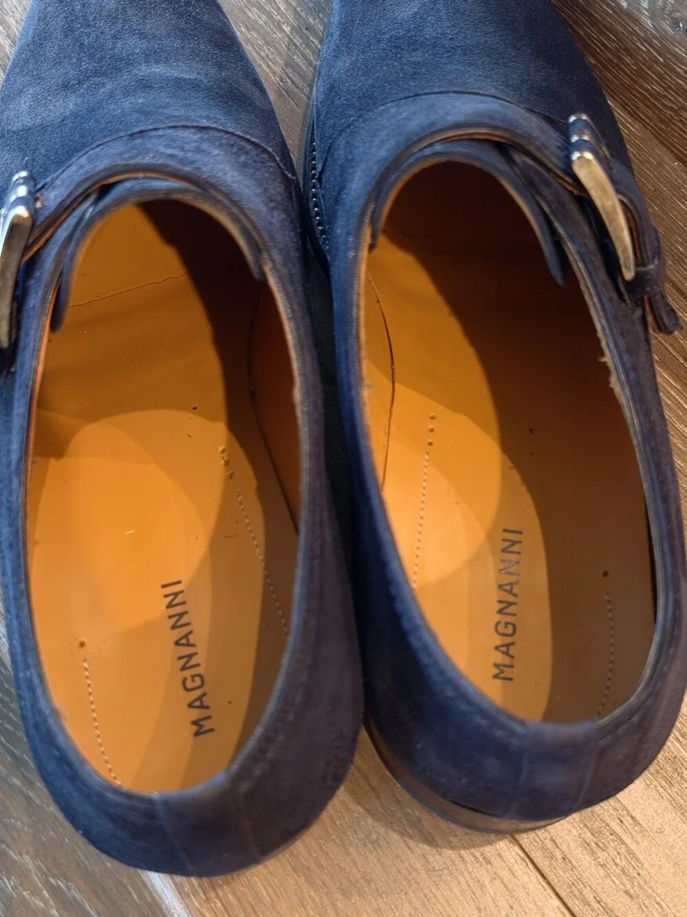 Magnanni Navy Suede Single Monk Strap Oxfords